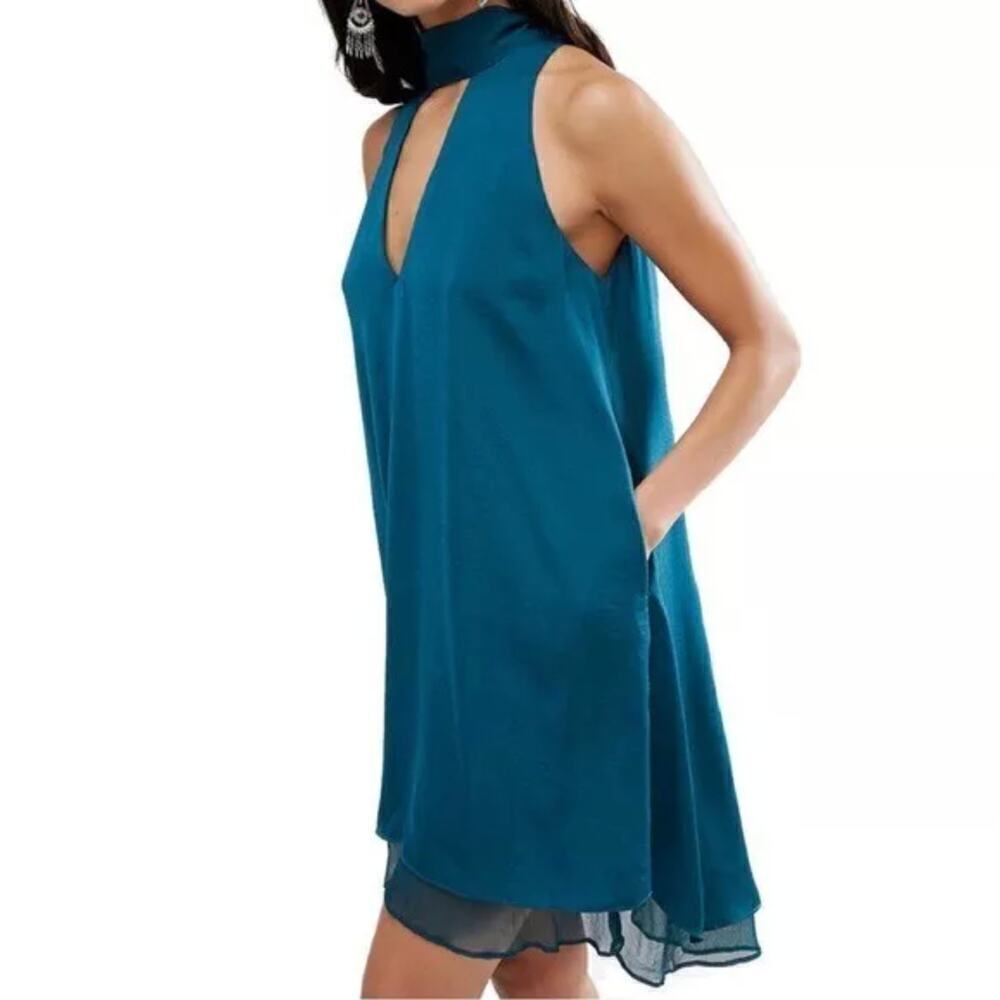 Jetset Diaries Imperial Mini Dress Deep Emerald Teal Swing Dress • Size M 🗣